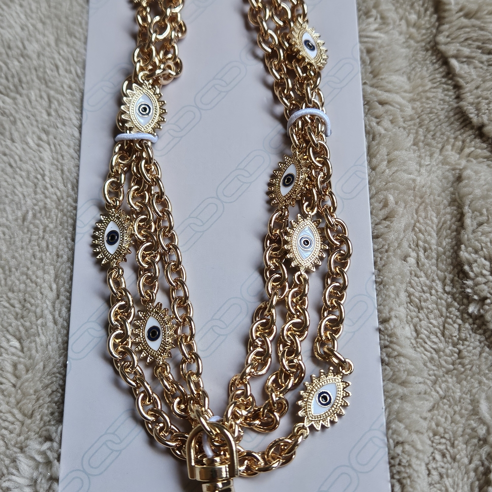 NEW.IN BOX Gold Evil Eye Phone Chain - Picture 2 of 3